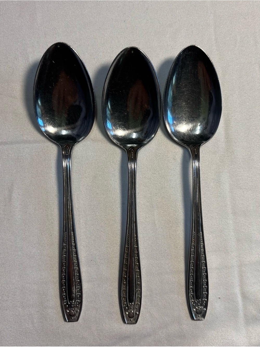Vintage Japan Stainless Steel Floral Spoons Set of 3